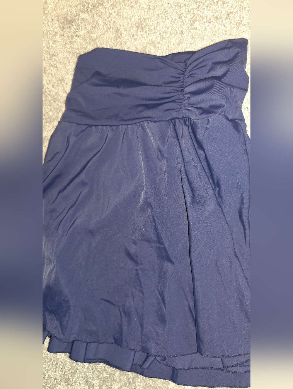 Navy Blue Ruched Swim Skirt